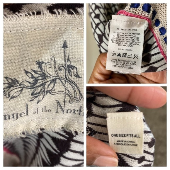 Anthropologie Angel Of the North Boho Light Knit Shawl Pancho OSFA - Picture 6 of 8